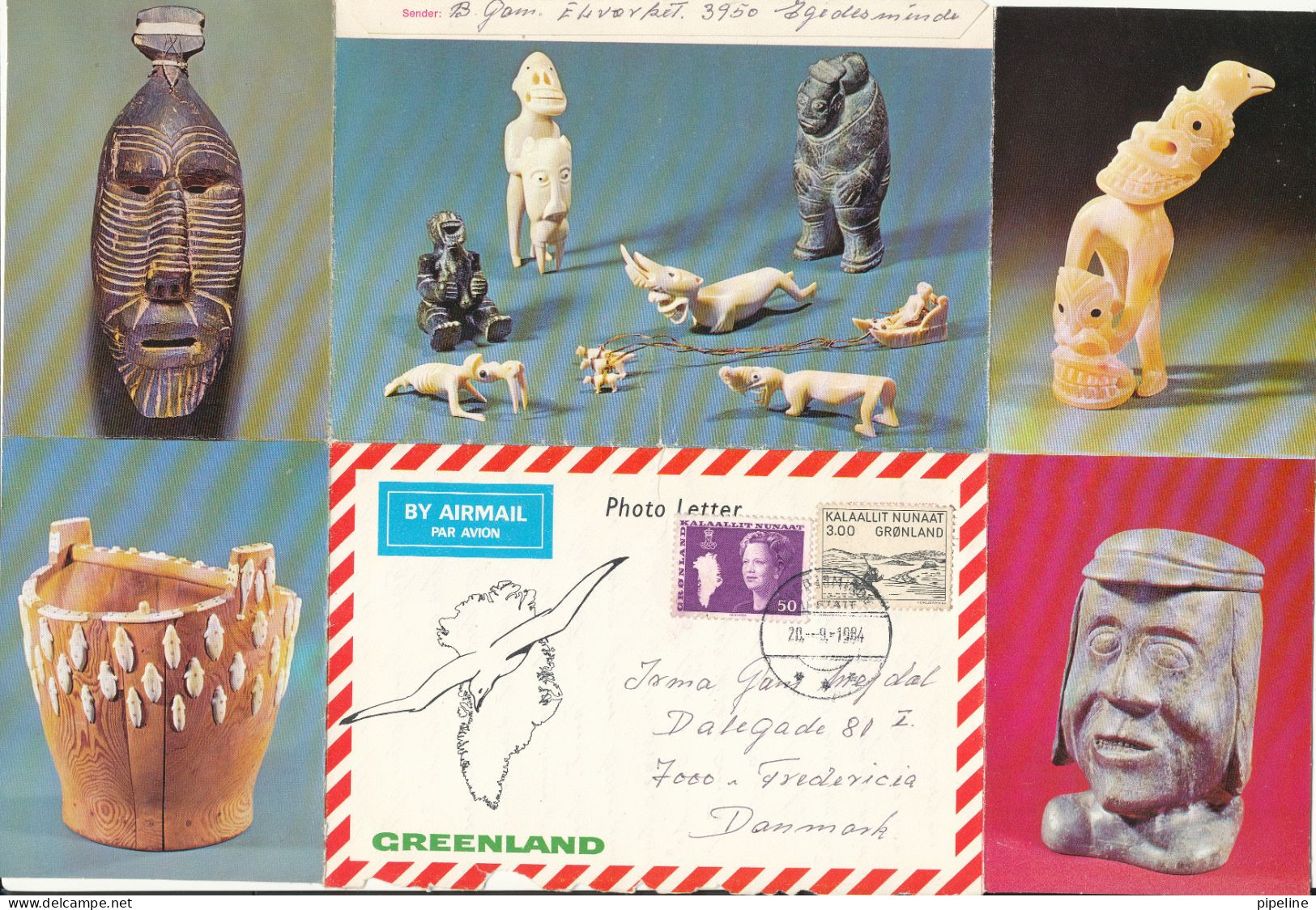 Greenland Photoletter Sent To Denmark 20-9-1984 - Lettres & Documents