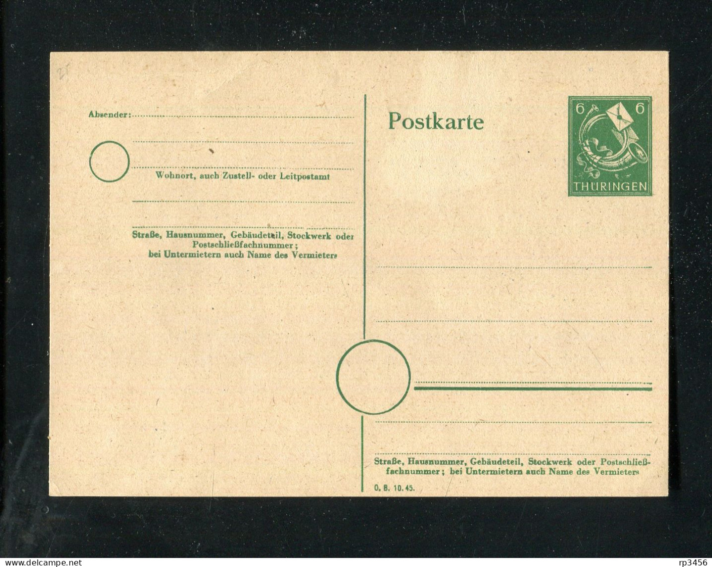"SBZ (THUERINGEN)" 1945, Postkarte Mi. P 13 ** (2755) - Enteros Postales