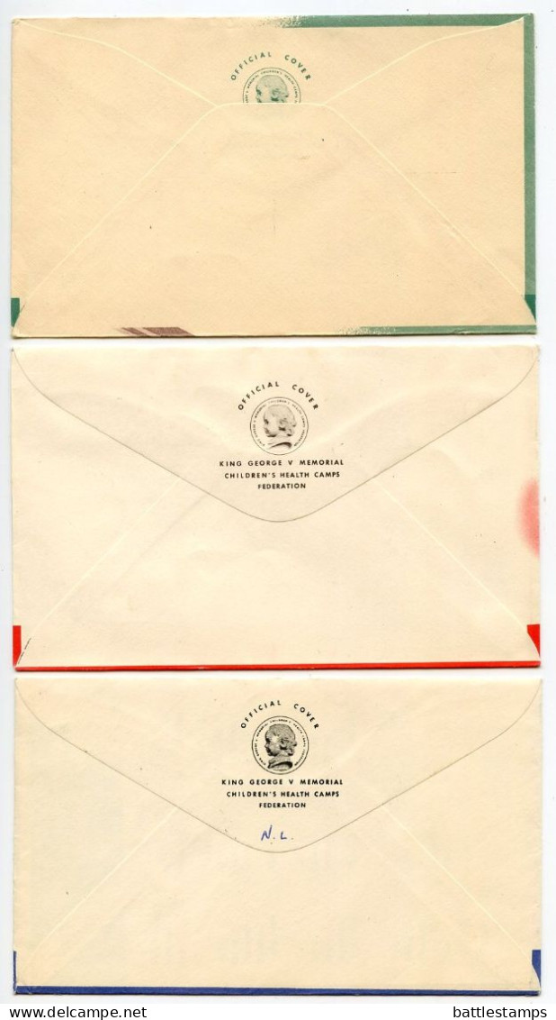 New Zealand 1956-58 3 FDCs Scott B49-B51, B52-B53, B54-B55 Health Stamps For Health Camps; Gisborne Postmarks - FDC