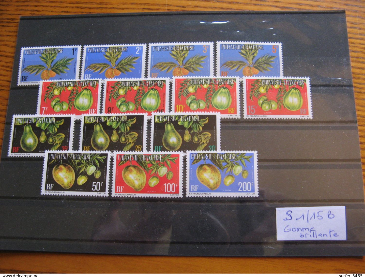 POLYNESIE YVERT SERVICE N°1/15B TIMBRES NEUFS** LUXE - MNH - GOMME MATE - SERIE COMPLETE - COTE 230,00 E - Neufs