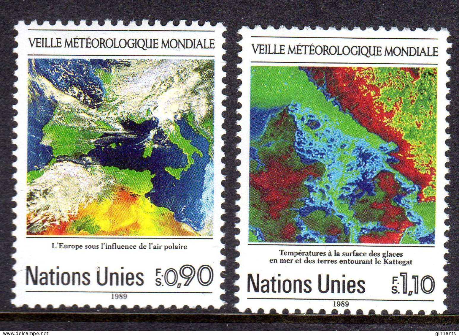 UNITED NATIONS GENEVA - 1989 WORLD WEATHER WATCH SET (2V) FINE MNH ** SG G176-G177 - Neufs
