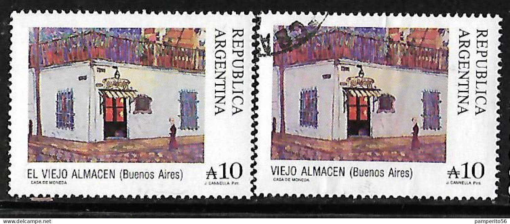 ARGENTINA - AÑO 1988 - Sitios Y Monumentos - "VIEJO ALMACEN Y EL VIEJO ALMACEN" Leyenda Modificada - Used Stamps