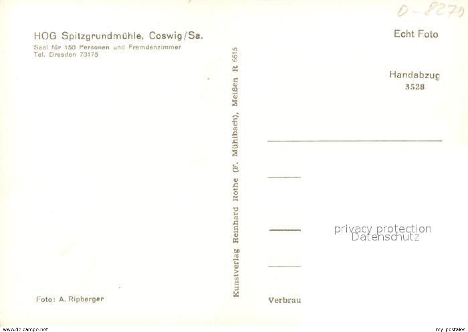 43349951 Coswig Sachsen HOG Spitzgrundmuehle Handabzug Coswig Sachsen - Coswig