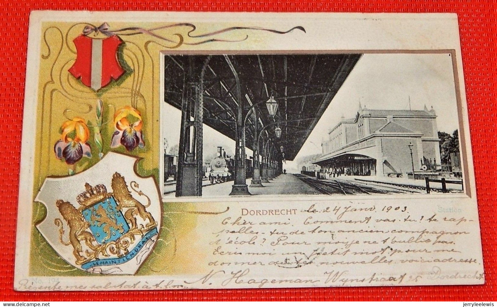 DORDRECHT  -    Het Station   ( Carte Gaufrée)   -  1903 - Dordrecht