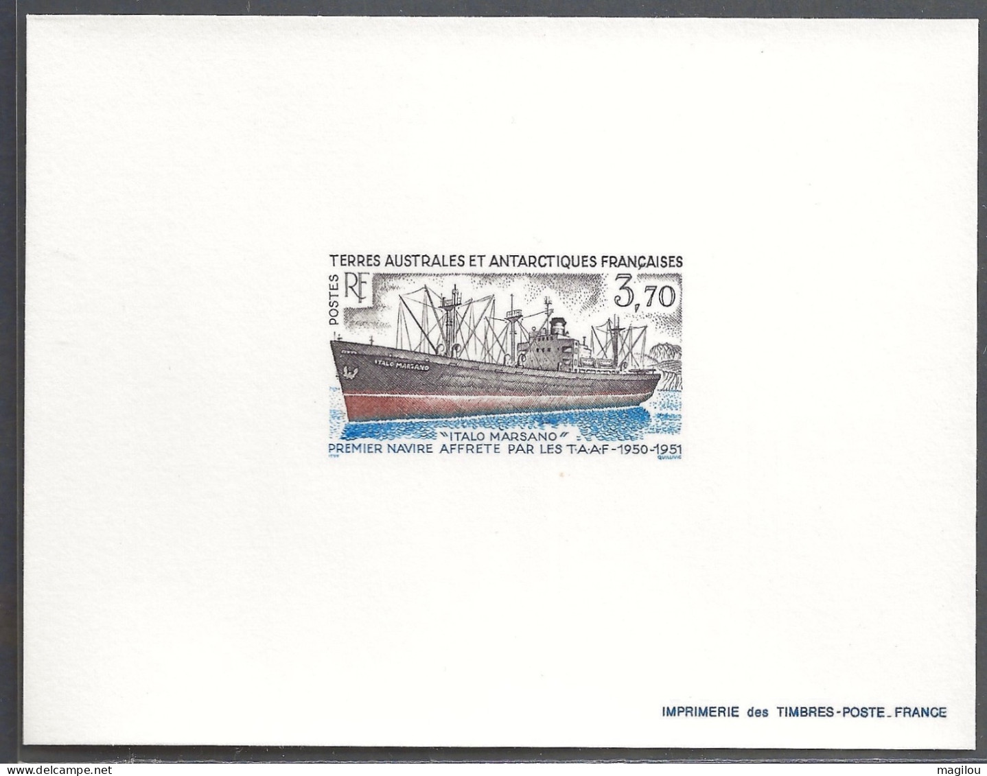 Epreuve De Luxe Taaf/fsat Bateau Italo Marsano  YVT 179 - Imperforates, Proofs & Errors