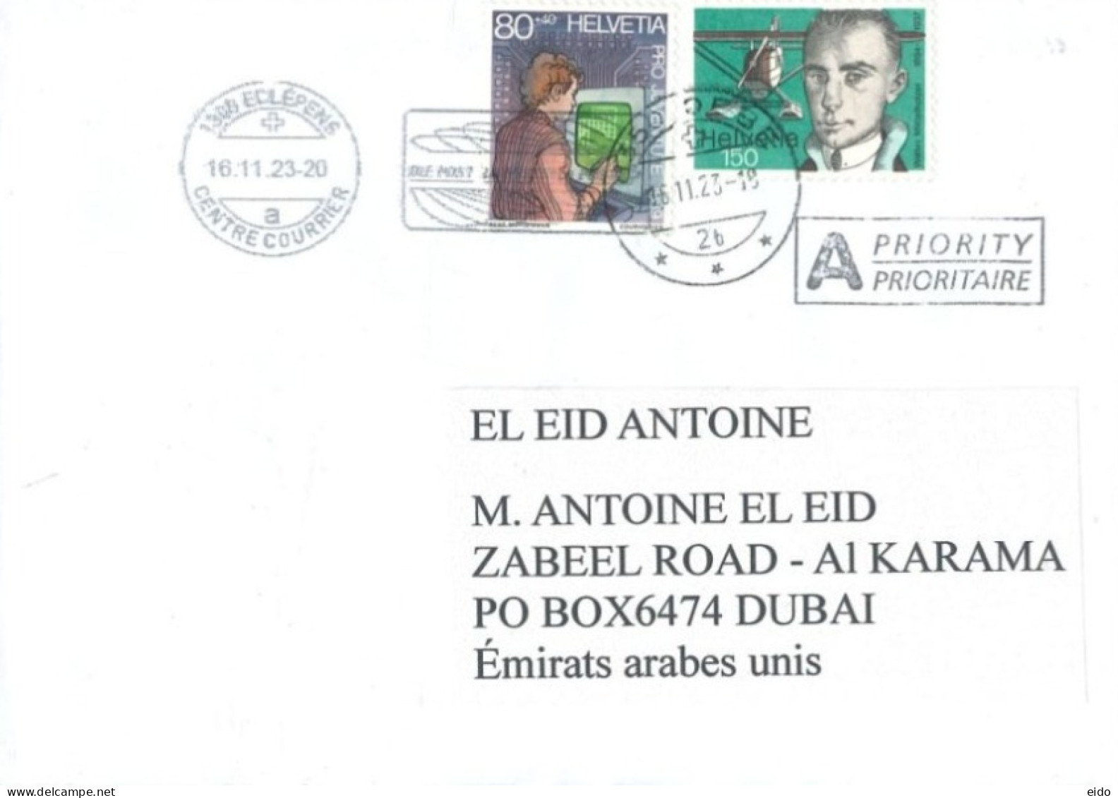 SWITZERLAND. : 2023, STAMPS COVER TO DUBAI. - Brieven En Documenten