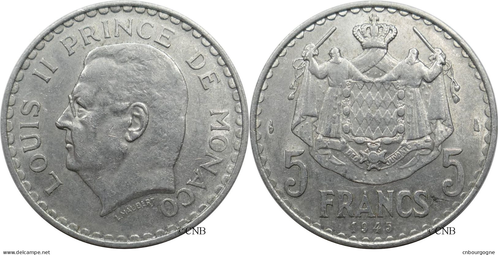 Monaco - Principauté - Louis II - 5 Francs 1945 - TTB+/AU50 - Mon6135 - 1922-1949 Louis II