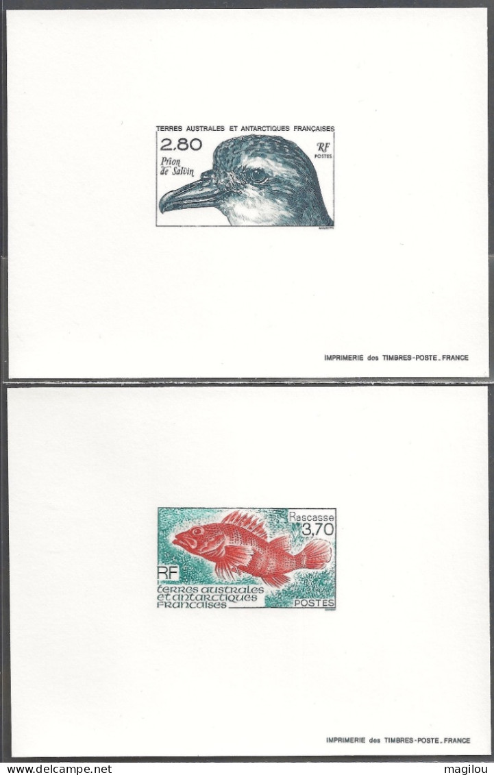 2 Epreuve De Luxe Taaf/fsat Oiseau PoissonYVT 189/190 - Imperforates, Proofs & Errors