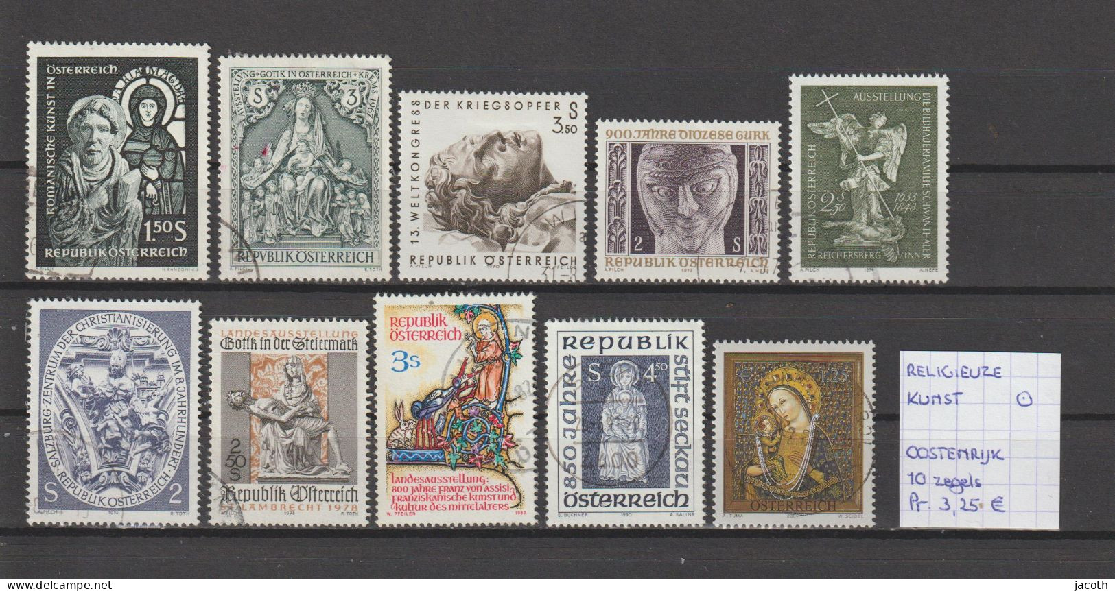 (TJ) Godsdienst - Religieuze Kunst - Oostenrijk 10 Zegels (gest./obl./used) - Quadri