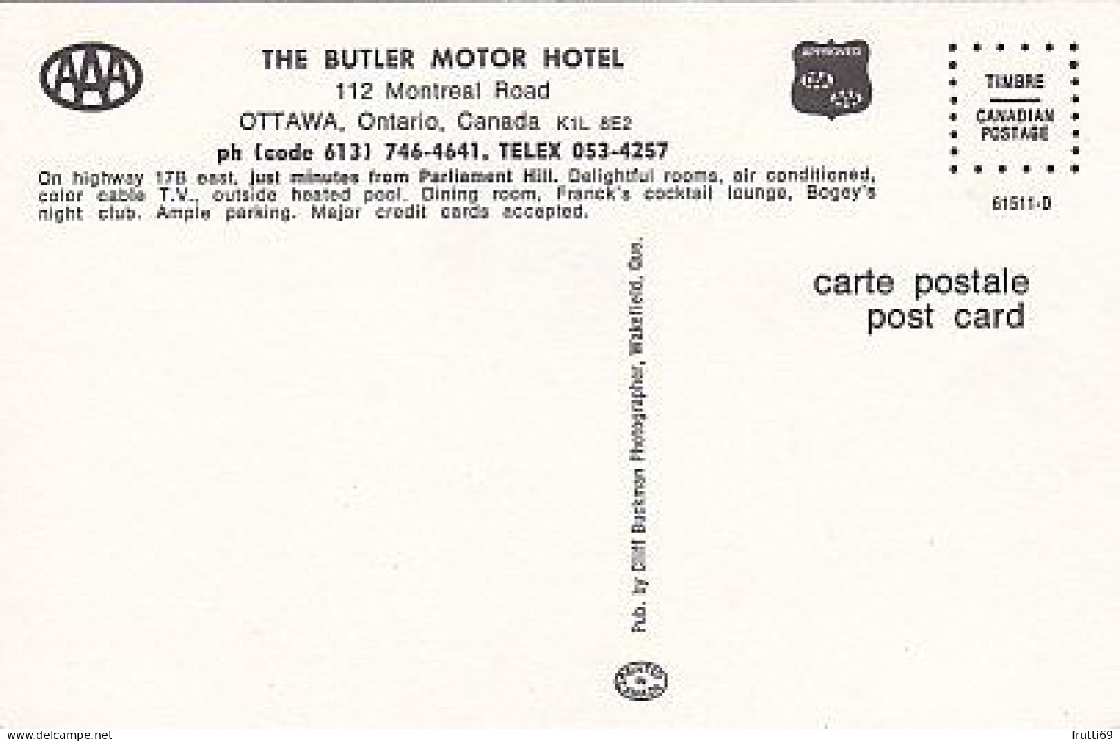 AK 183151 CANADA - Ontario - Ottawa - The Butler Motor Hotel - Ottawa