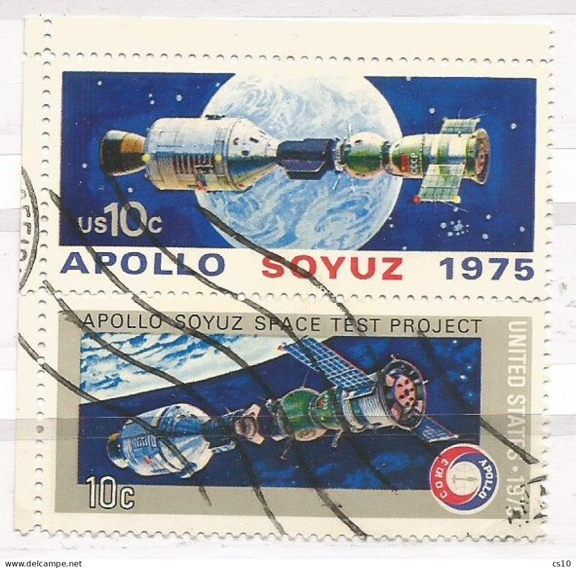USA 1975 Joint Space Mission Apollo Soyuz Sc.# 1569/70 Cpl 2v Set Se-Tenent Used - Stroken En Veelvouden