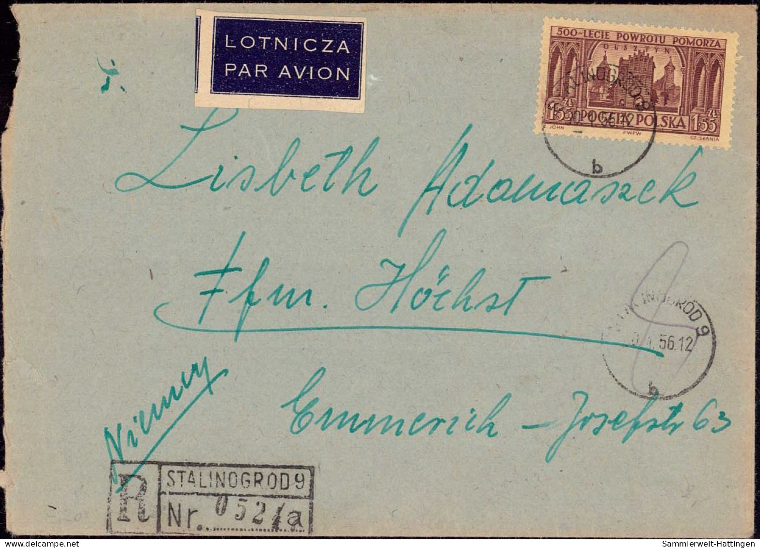 602920 | Polen, Brief Per Einschreiben Und Luftpost Aus Stalinogrod, Stalinstadt  | Kattowitz, -, - - Storia Postale