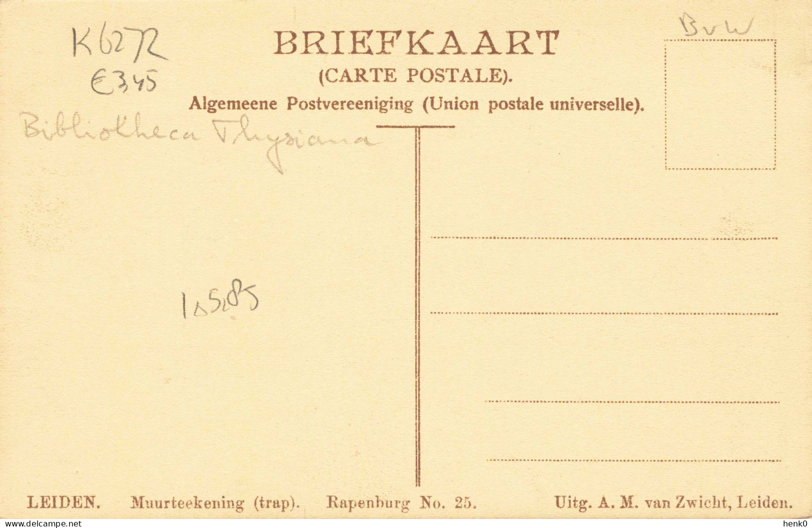 Leiden Muurtekening Bij De Trap Bibliotheca Thysiana K6272 - Leiden