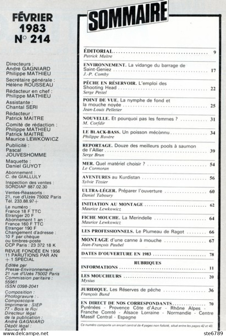 PLAISIRS DE LA PECHE N° 214 De 1983  Allier Pools à Saumons , Black Bass Poisson De Sport - Hunting & Fishing