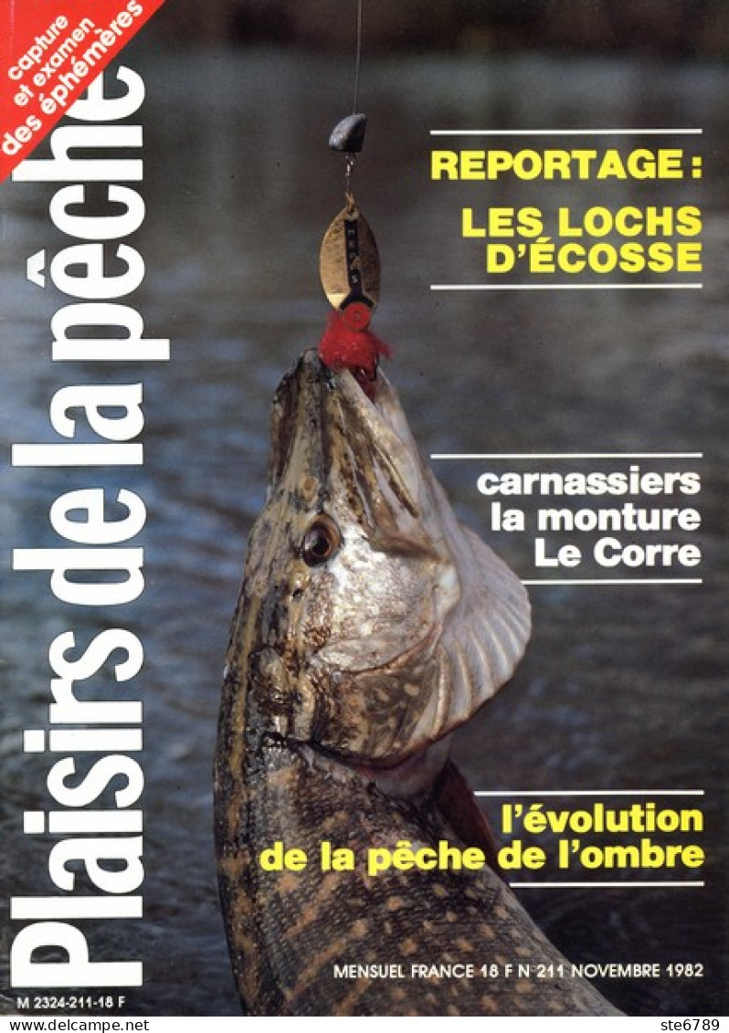 PLAISIRS DE LA PECHE N° 211 De 1982  Lochs D'Ecosse ,  Carnassiers Monture Corre , Evolution Peche Ombre - Hunting & Fishing