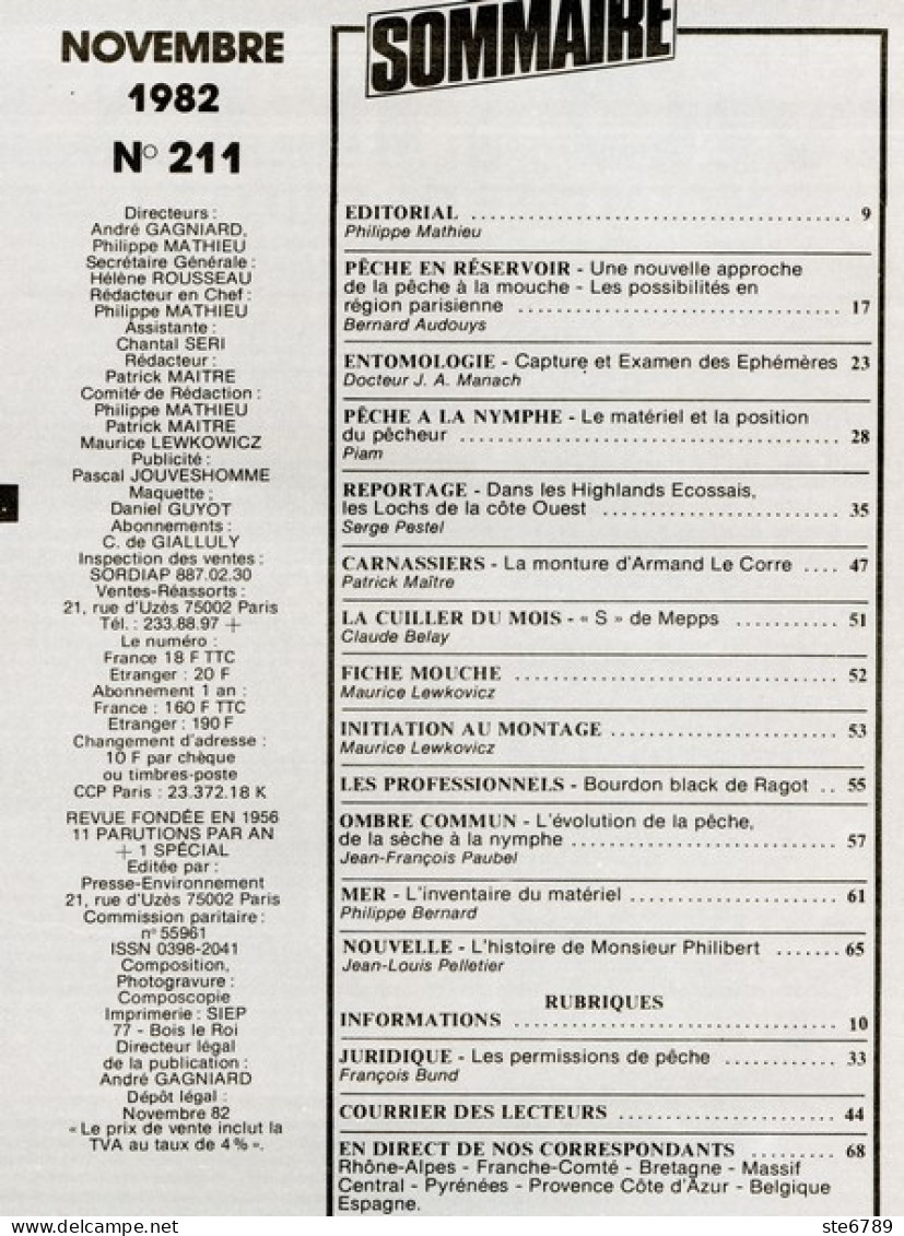 PLAISIRS DE LA PECHE N° 211 De 1982  Lochs D'Ecosse ,  Carnassiers Monture Corre , Evolution Peche Ombre - Jagen En Vissen