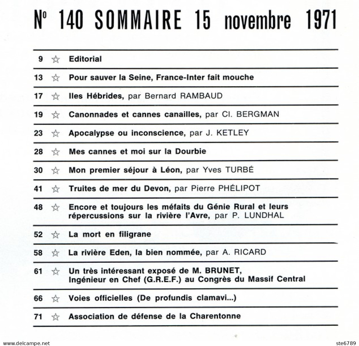 PLAISIRS DE LA PECHE N° 140 De 1971  Revue Des Pêcheurs Sportifs - Caccia & Pesca