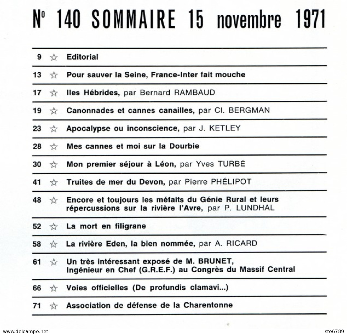 PLAISIRS DE LA PECHE N° 140 De 1971  Revue Des Pêcheurs Sportifs - Chasse & Pêche