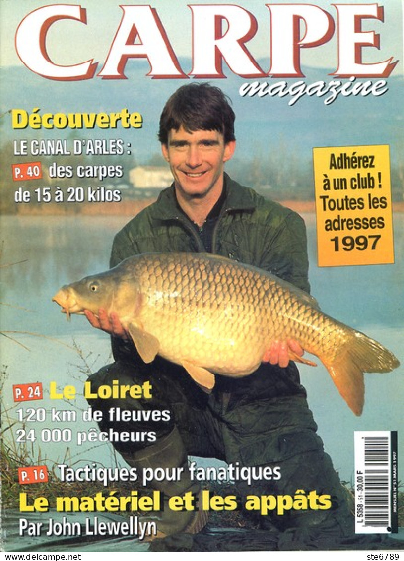 CARPE MAGAZINE N° 51  1997 Revue Du Pêcheur Pêche  Loiret , Canal D'Arles - Caza & Pezca