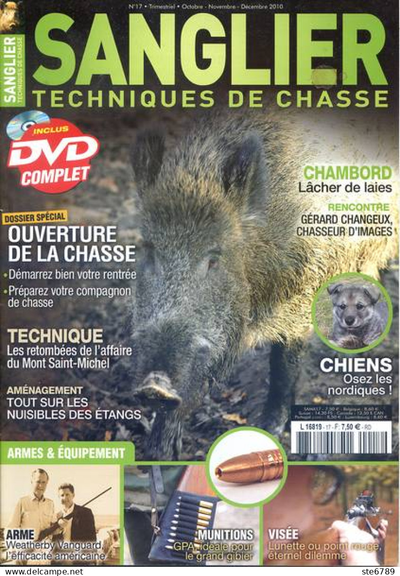 SANGLIER Techniques De Chasse N° 17 Armes , Chambord ,  Chien Nordiques - Jagen En Vissen