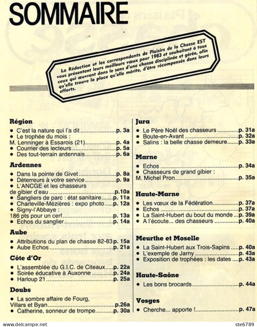 Plaisirs De La Chasse N° 367 1983 Spécial Région Est Ardennes Aube Jura Marne Meuse Haute Saone Vosges - Jagen En Vissen