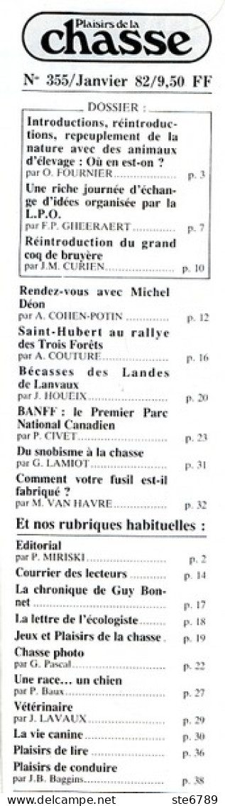 Plaisirs De La Chasse N° 355 1982 Spécial Région Est Ardennes Aube Jura Marne Meuse Haute Saone Vosges - Fischen + Jagen