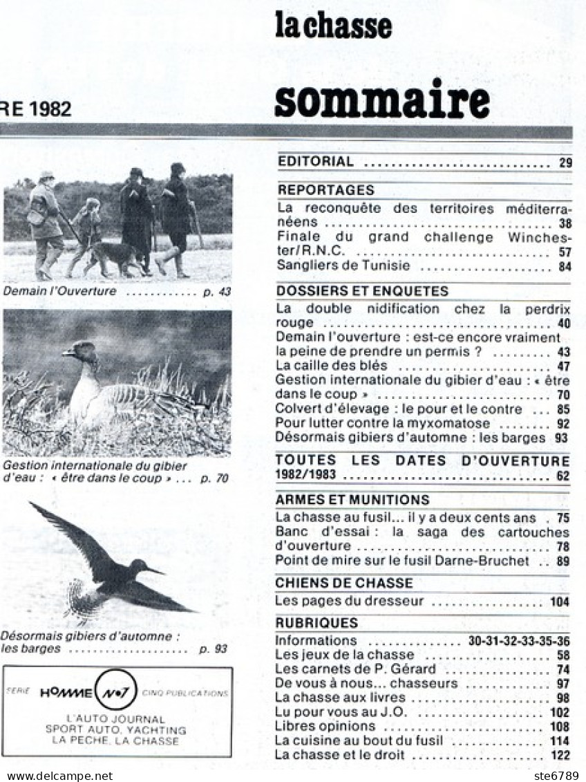 La Revue Nationale De LA CHASSE N° 420 Septembre 1982 Perdrix Rouge , Caille Des Blés , Colvert D&acute;elevage - Fischen + Jagen