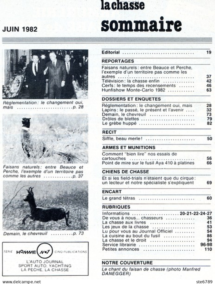 La Revue Nationale De LA CHASSE N° 417 Juin 1982 Faisans , Cerf , Lapins , Grebe Huppé , Le Grand Tétras - Hunting & Fishing