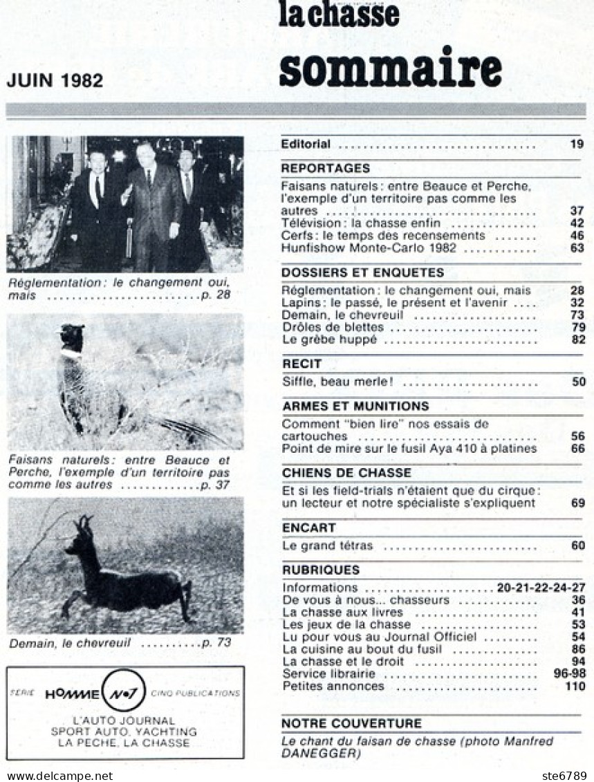 La Revue Nationale De LA CHASSE N° 417 Juin 1982 Faisans , Cerf , Lapins , Grebe Huppé , Le Grand Tétras - Chasse & Pêche