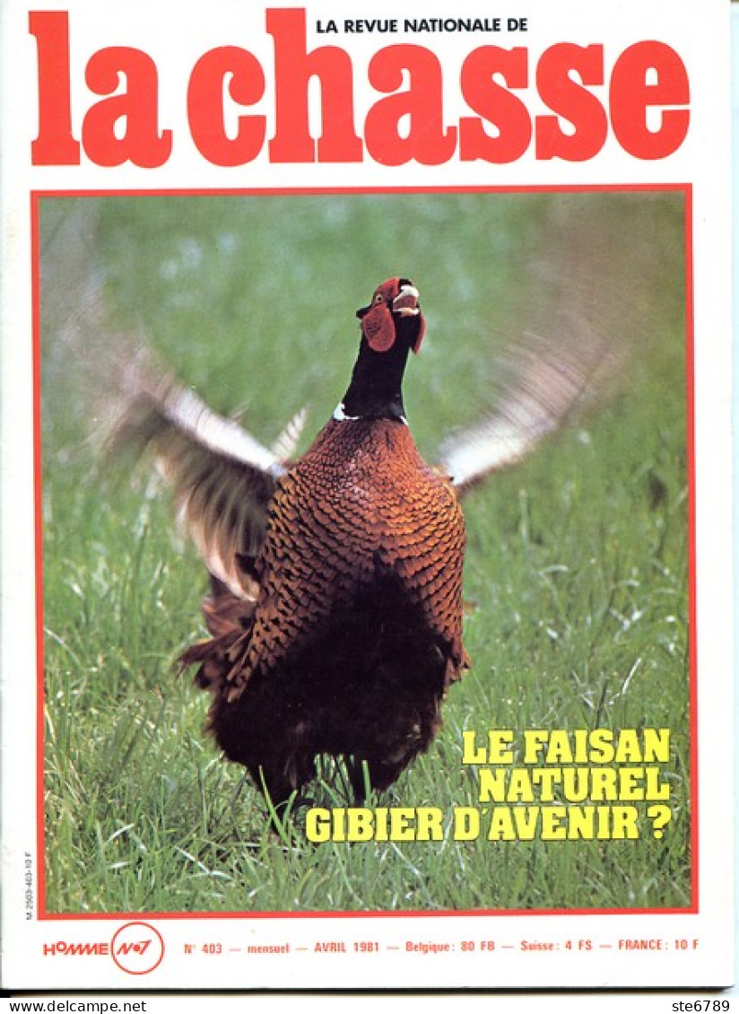 La Revue Nationale De LA CHASSE N° 403 Avril 1981 Faisan , Lapin De Garenne , Grand Coq De Bruyere - Jagen En Vissen