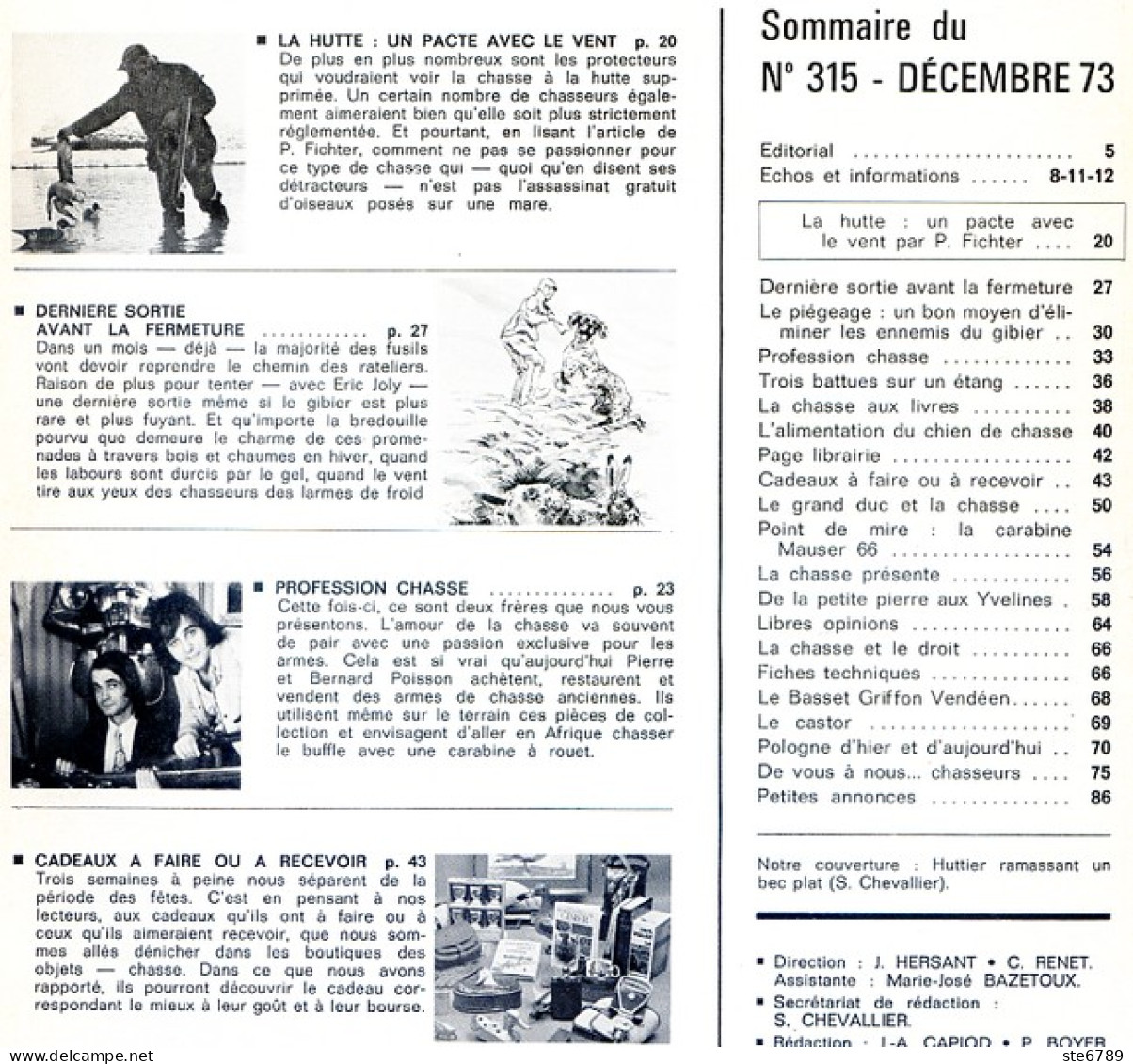 La Revue Nationale De LA CHASSE N° 315 Décembre 1973 La Hutte , Grand Duc , Pologne - Jagen En Vissen