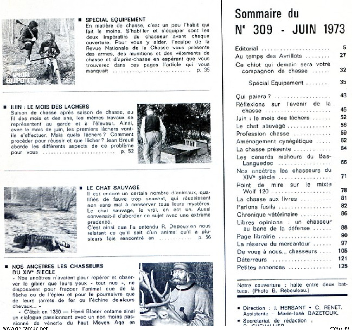 La Revue Nationale De LA CHASSE N° 309 Juin 1973 Le Chat Sauvage , Les Lachers ,  Chasseurs Du 14 ° Siecle - Chasse & Pêche