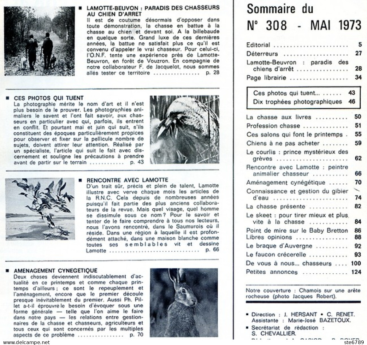 La Revue Nationale De LA CHASSE N° 308 Mai 1973 Lamotte Beuvon , Chasse Photo - Jagen En Vissen