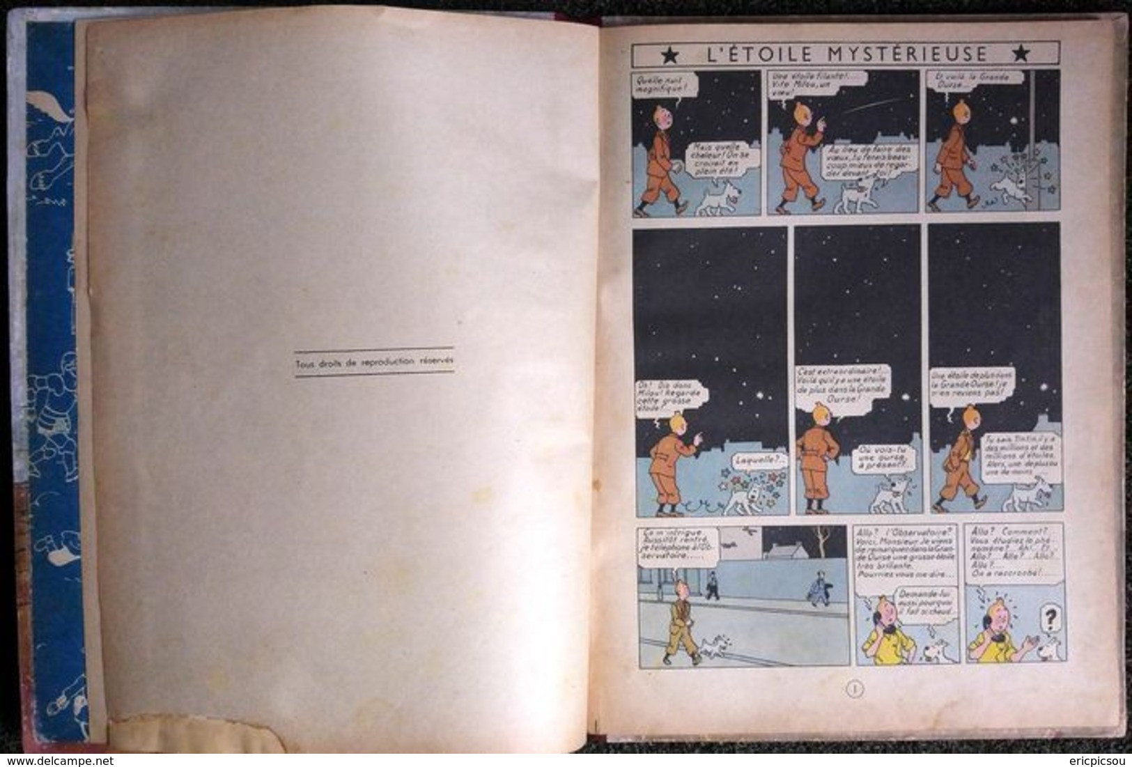 Tintin T10 - L'étoile mystérieuse (A20) - C - Réédition - (1943)