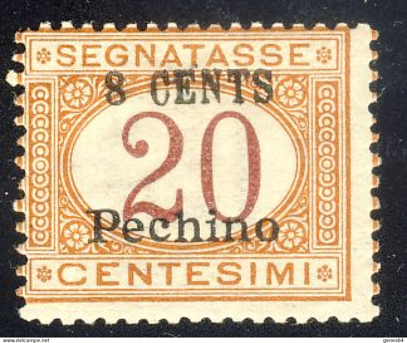 1918 - Segnatasse 8 Su 20 C. Arancio E Carminio Nuovo Gomma Integra E Leggera Traccia Di Linguella Mlh  (Sassone N°6) - Pékin