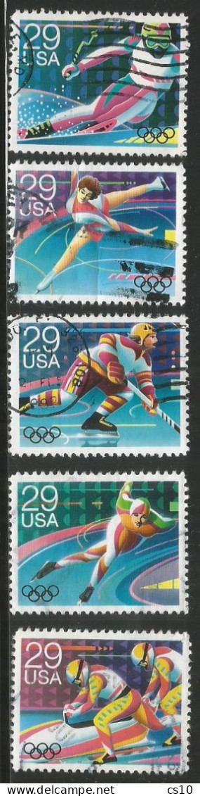 USA 1992 Winter Olympic Games Albertville France SC.# 2611/15 - Cpl 5v Set In VFU Condition - Stroken En Veelvouden