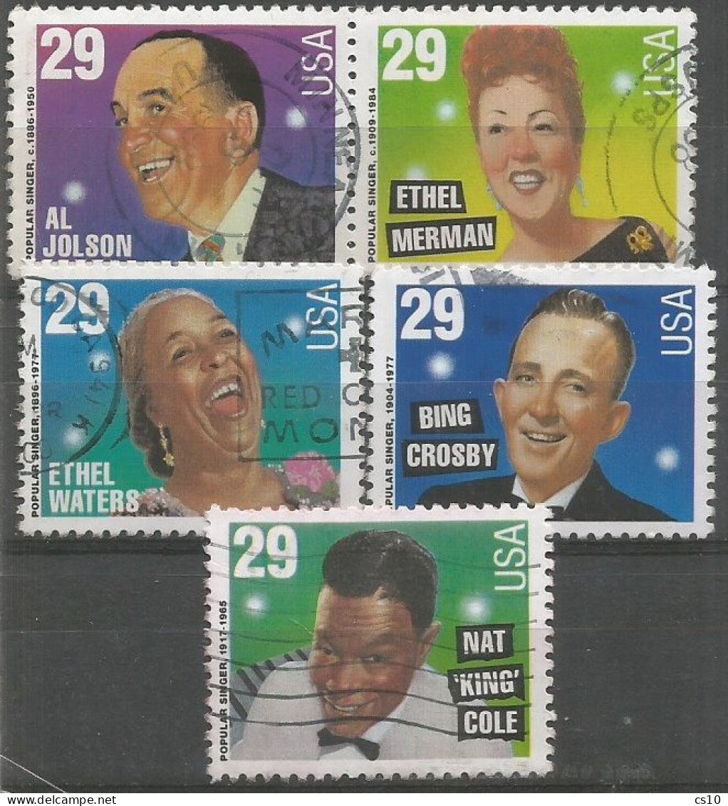 USA 1994 Popular Singers SC.# 2849/53 - Cpl 5v Set In VFU Condition - Bandes & Multiples