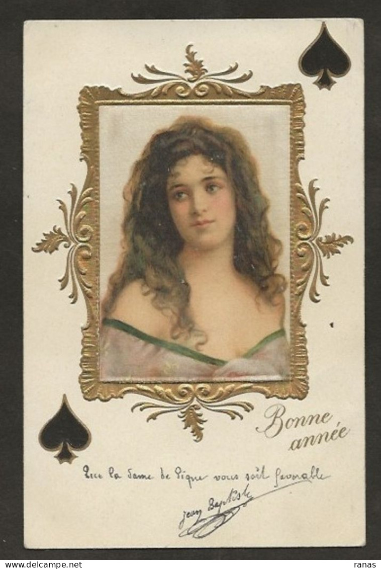 CPA Jeu De Cartes Carte à Jouer Playing Cards Circulé Femme Girl En Soie - Cartes à Jouer