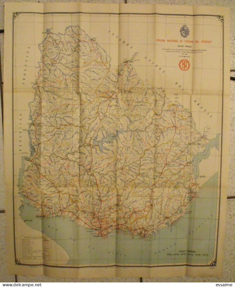 Uruguay. Plan Touristique. Montevideo. Carte. 1948 - Sin Clasificación