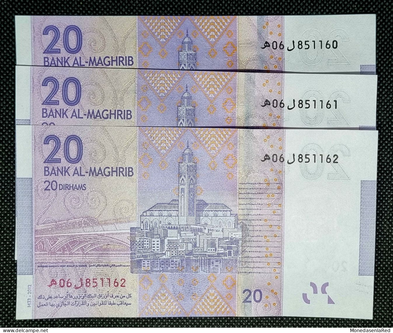 MARRUECOS / MOROCCO 20 DIRHAM 2012 TRIO SC/UNC - Maroc