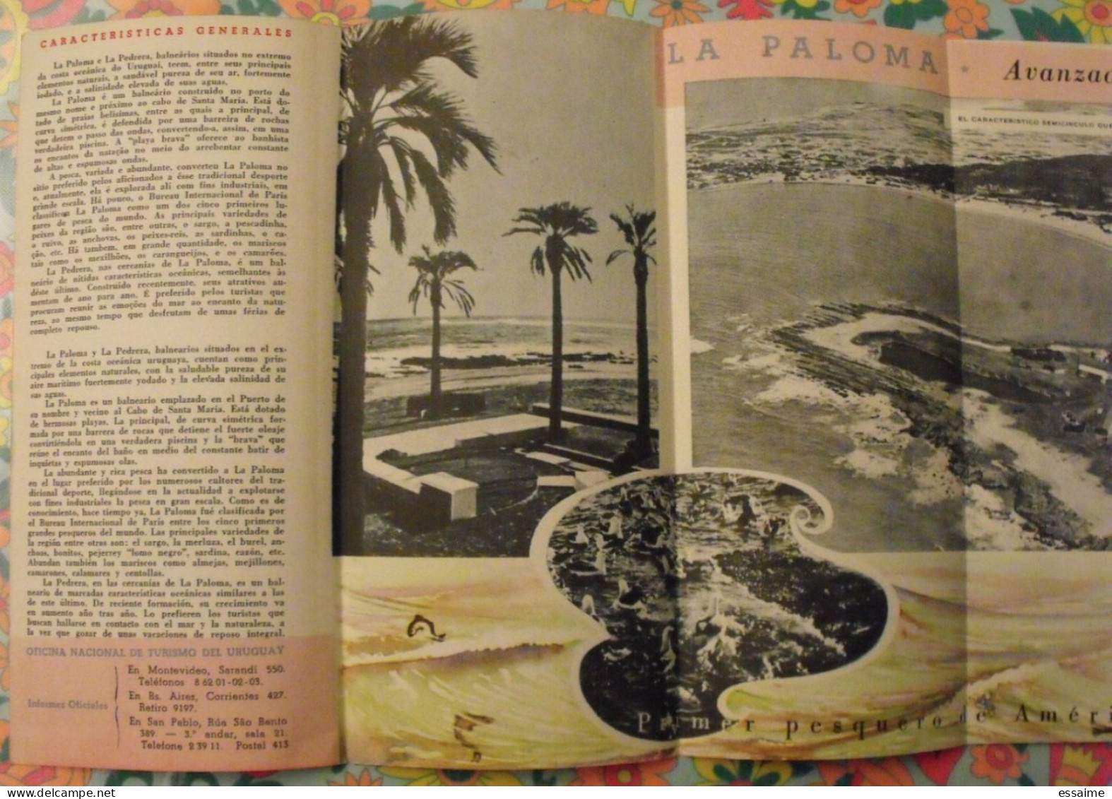 Uruguay. Plan Touristique. La Paloma, La Pedrera. Dépliant Tourisme 1948 - Ohne Zuordnung