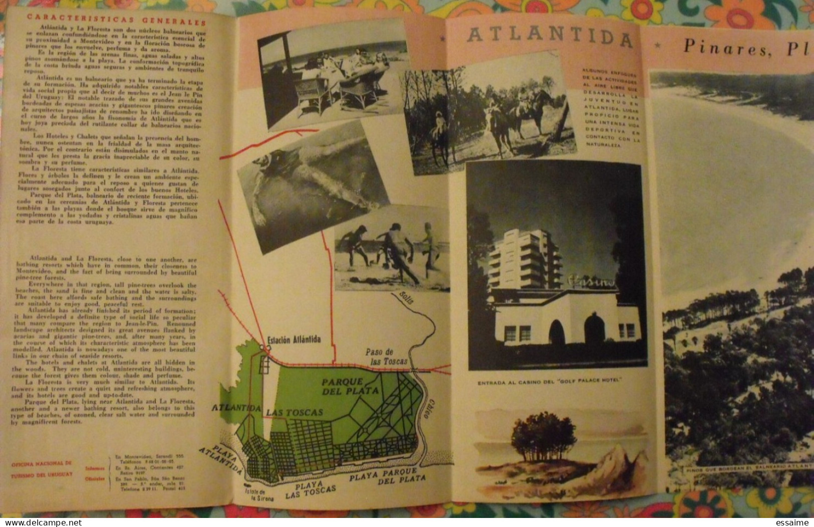 Uruguay. Plan Touristique. Atlantida Floresta. Playas Entre Bosques. Dépliant Tourisme 1948 - Ohne Zuordnung