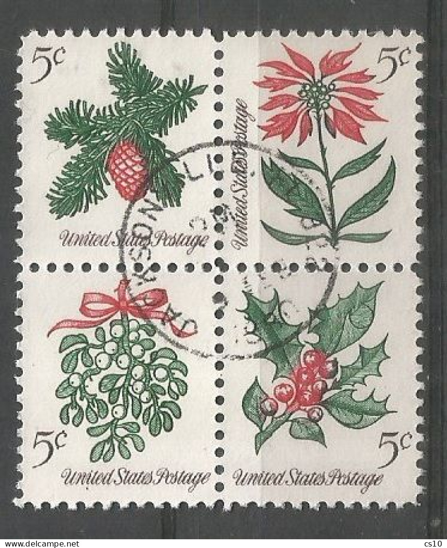 USA 1964 Christmas  SC.# 1254/57 Cpl 4v Set In Block4 In VFU Condition - Blocchi & Strisce