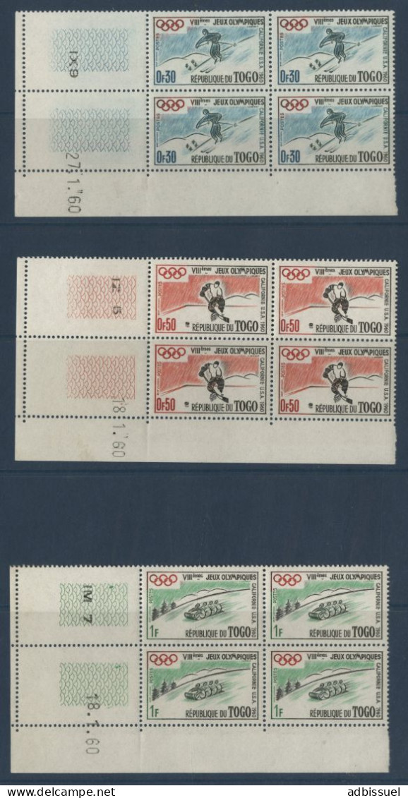 TOGO N° 300 à 302 ( X4) Neufs ** (MNH) Tous Avec Coins Datés Jeux Olympiques D'Hiver En 1960 TB - Togo (1960-...)