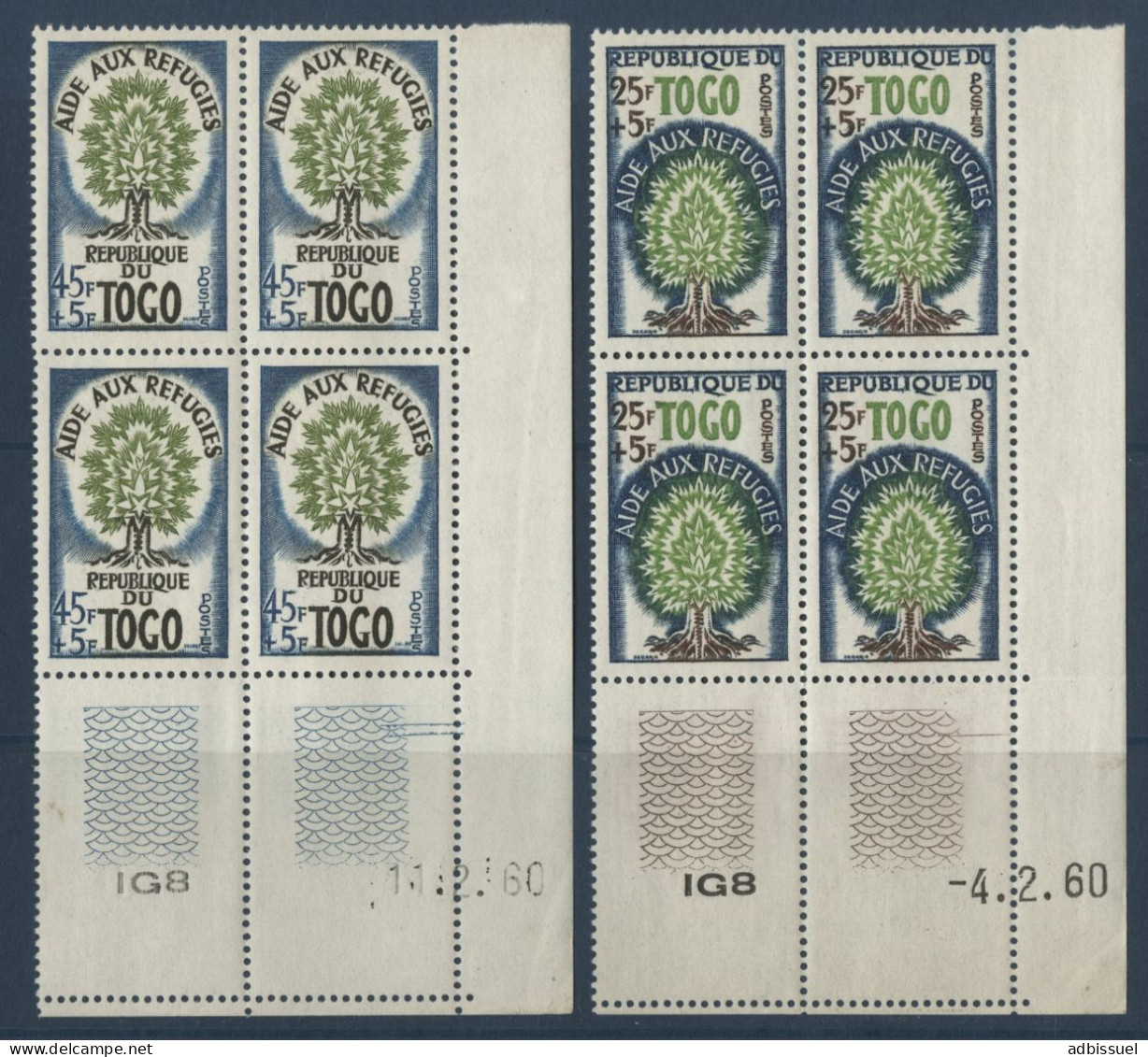 TOGO N° 307 + 308 ( X4) Neufs ** (MNH) Tous Avec Coins Datés Aide Aux Réfugiés Voir Suite - Togo (1960-...)