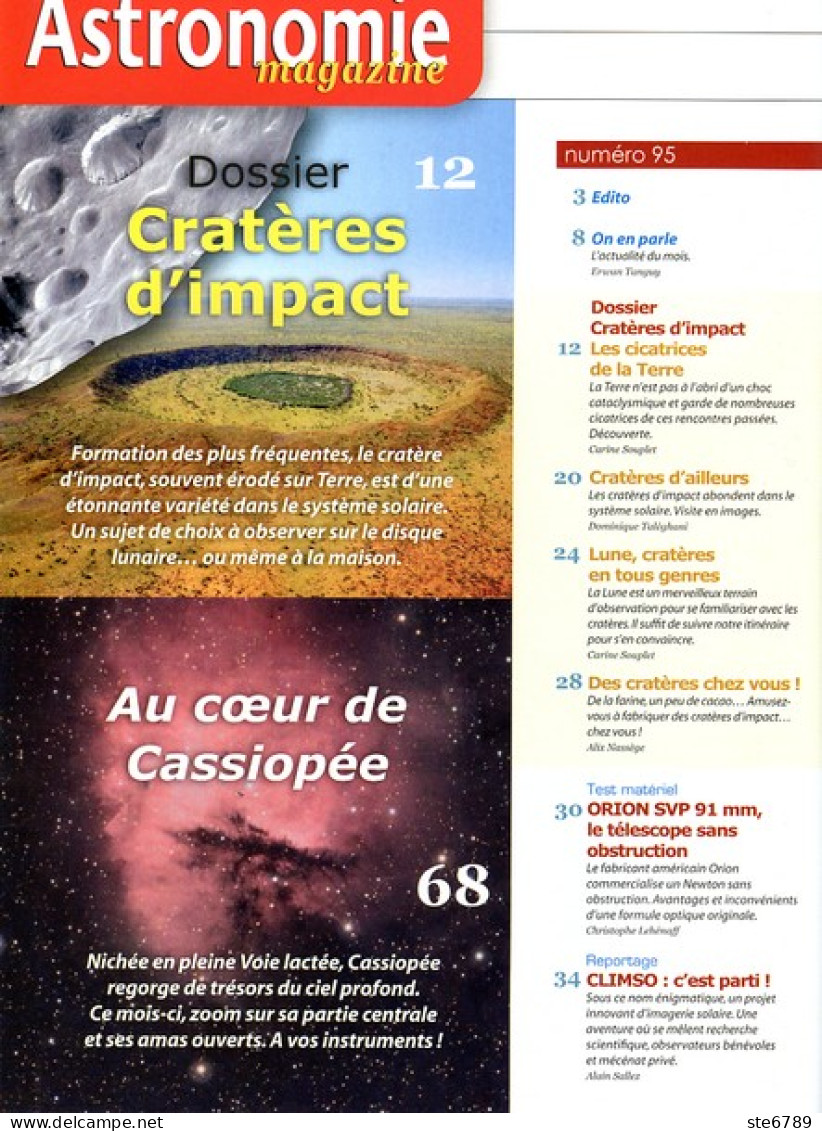 ASTRONOMIE Magazine  N° 95 Revue Des Astronomes Amateurs , Chocs Sur Planetes ,  Observation Cassiopée - Ciencia