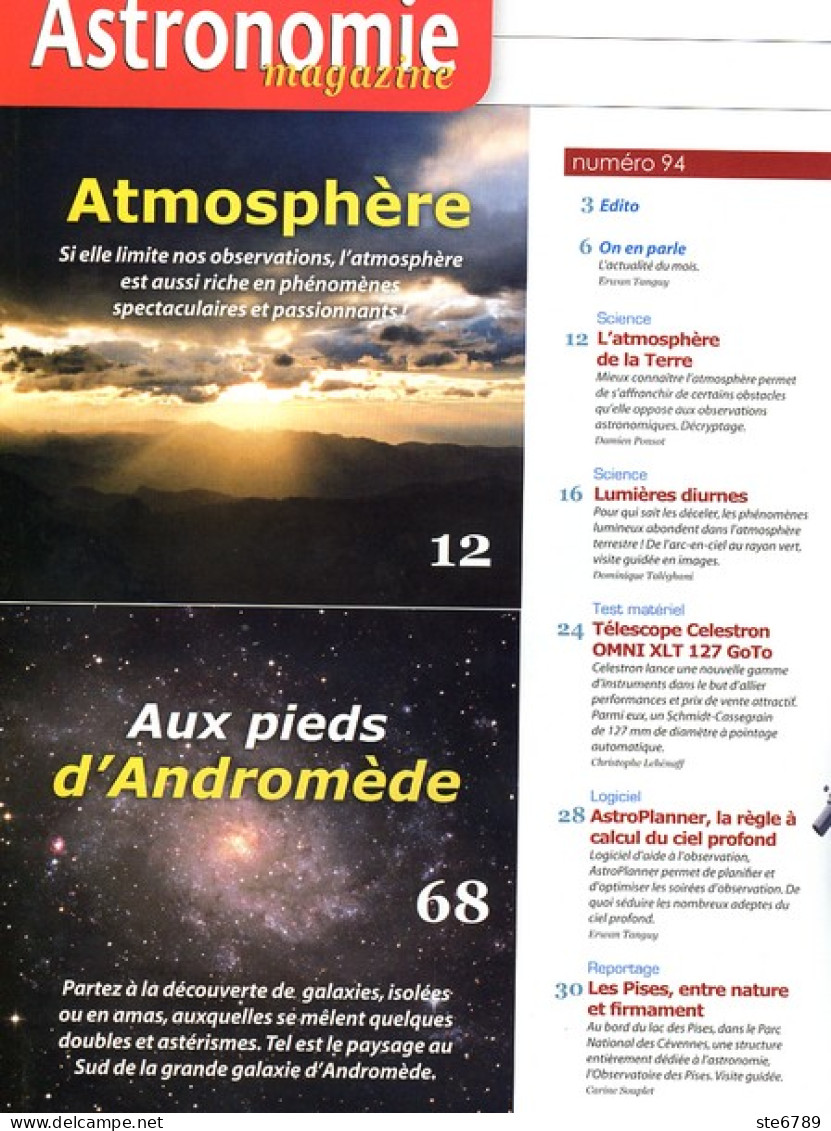 ASTRONOMIE Magazine  N° 94 Revue Des Astronomes Amateurs , Observatoire Des Pises , Atmosphere - Science