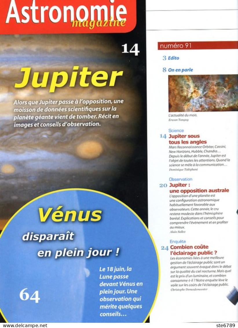ASTRONOMIE Magazine  N° 91 Revue Des Astronomes Amateurs , Jupiter Planete Géante , Vénus - Science