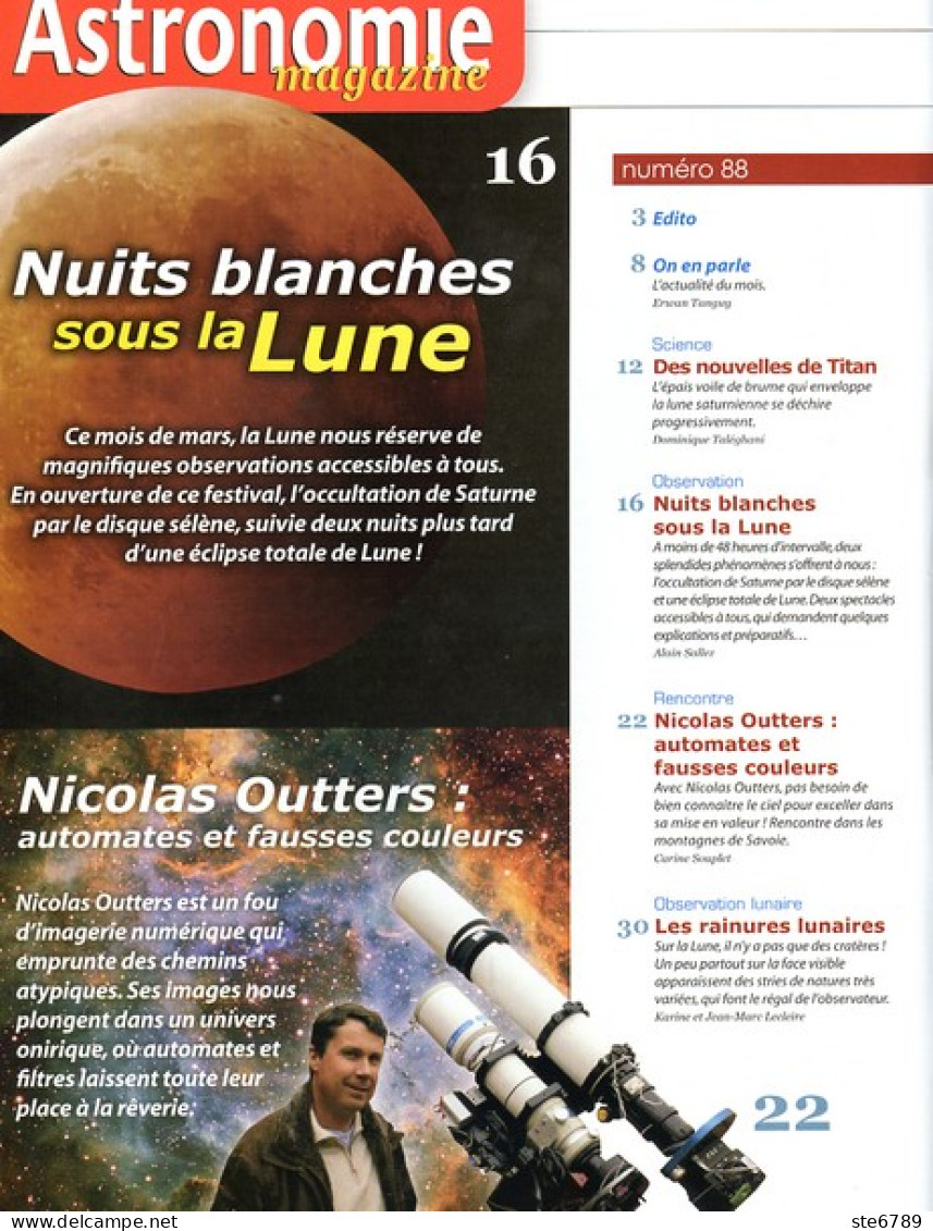 ASTRONOMIE Magazine  N° 88 Revue Des Astronomes Amateurs , Eclipse De Lune , Comete MCNAUGHT , Astrophotographie - Science