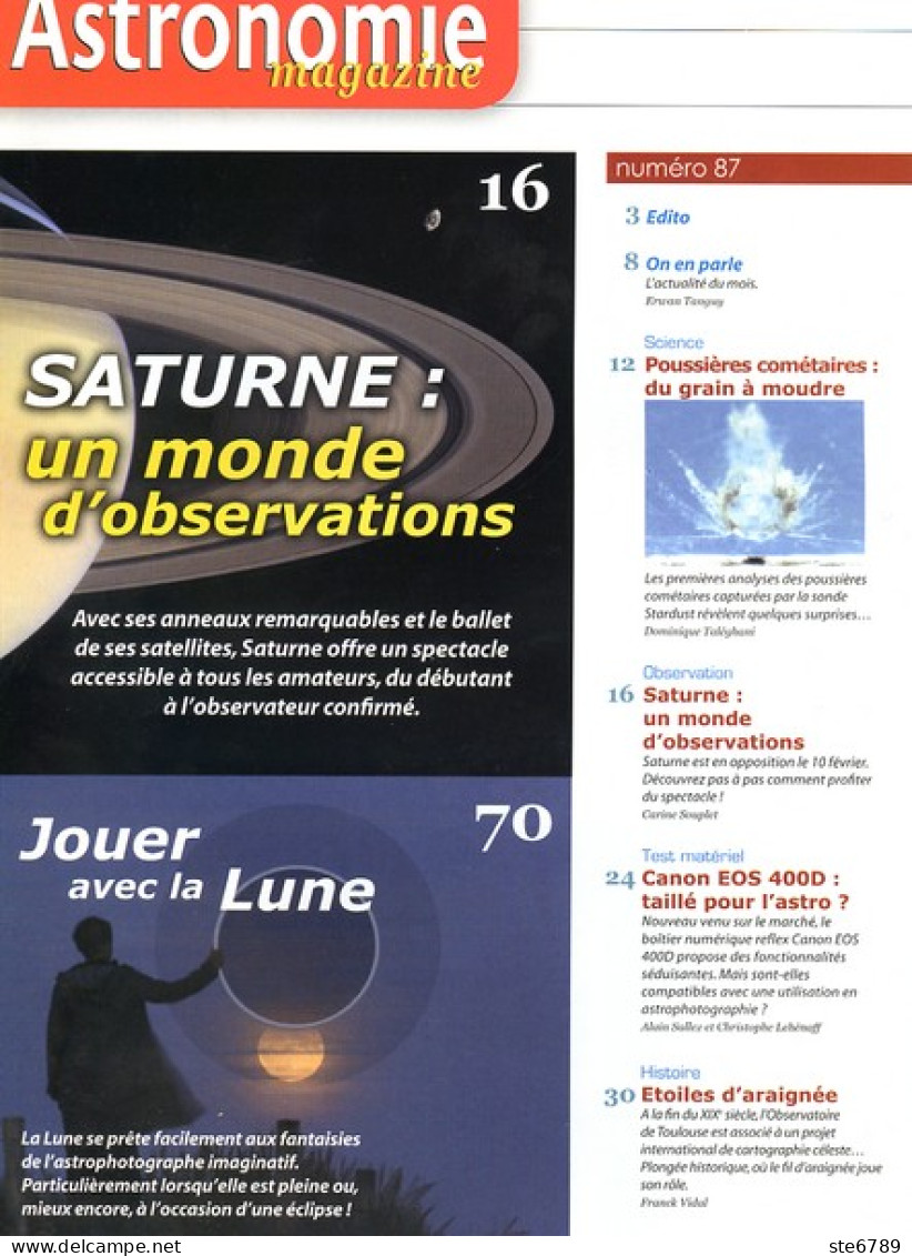 ASTRONOMIE Magazine  N° 87 Revue Des Astronomes Amateurs , Saturne  , Comètes - Ciencia